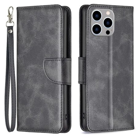 SKALO iPhone 15 Pro Max Lompakkokotelo PU-nahkaa - Musta