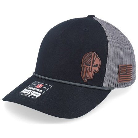 Army Head - Schwarz trucker Cap - Army Skull Usa Brown Patch Black/Charcoal Rope A-Frame Trucker @ Hatstore