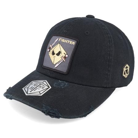 Critiql Hit - Fighter Dad Cap Destroyed Black Adjustable Unconstructed Black Cap - @ Hatstore