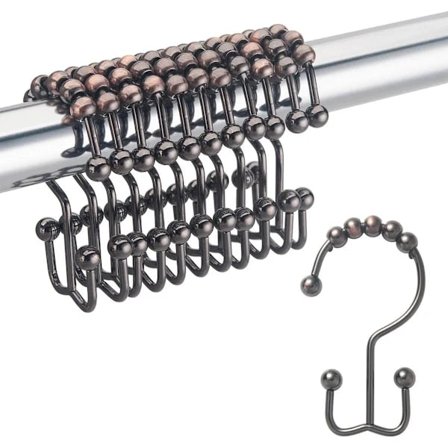 12 stk. bruseforhængskroge Rustfri bruseforhængsringe