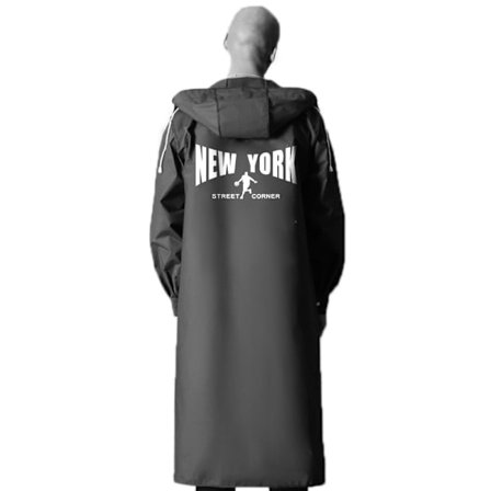 EVA Vandtæt Åndbar Regnfrakke Vindjakke med Justerbare Manchetter Høj Krave New York Mønster XL