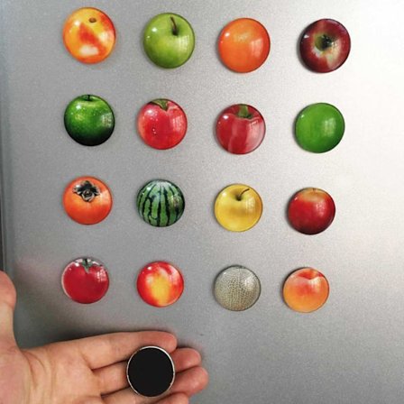 Kylmagneter - Frukt & Bär - Glas - 8-pack Multicolor