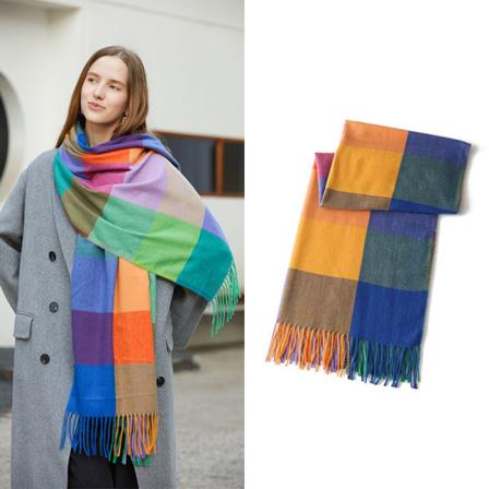 Imiterad kashmir dam varm höst vinter halsduk filt wrap sjal stole mjuk Fang Gezi-turmeric green 70*175cm