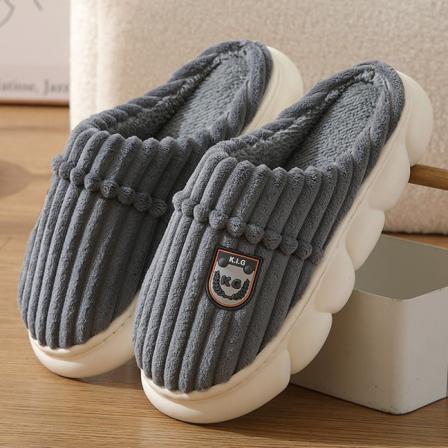 Slippers skridsikre mænds bomuldsslippers efterår og vinter søde varme sko mænds afslappede flade indendørs slippers behagelige bløde grå 26,5 cm