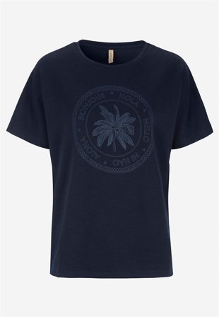 Soyaconcept - Superblød t-shirt med tryk i marine til damer i størrelse XL (44) - Cellbes