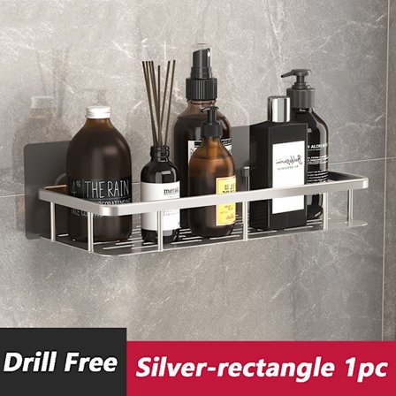 Hörn Dusch Caddies Badkar Organizer Hylla SILVER RECTANGLE
