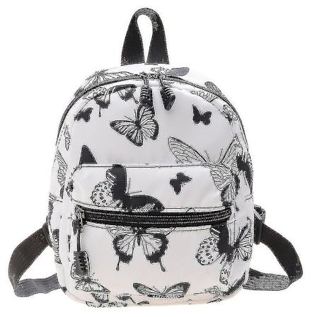 Söpö reppu pehmeä ja makea tyttömäinen College Style Canvas opiskelija koululaukku(musta perhonen)