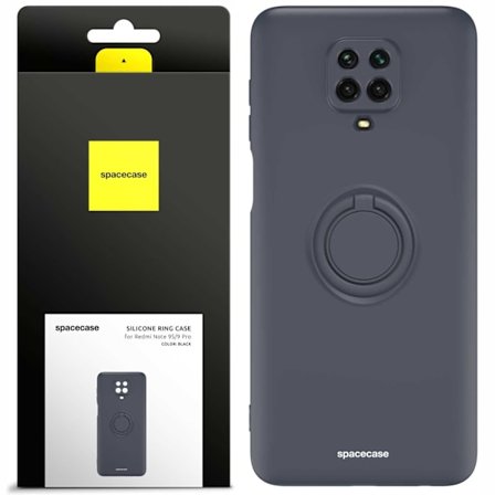Spacecase Silikon Case Ring För Xiaomi Redmi Note 9S 9 Pro Black
