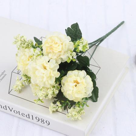 1 buket 5 hoveder Hortensia Silkeblomst kunstig blomst Holdi White one size