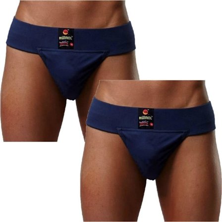 2025 Seneste Model Gym Bomuldsstøtte med Dækket Ryg med Kop Lomme Atletisk Pasform Brief Multi Sports Undertøj Pakke 2 Ezee Stretch Navy Blå