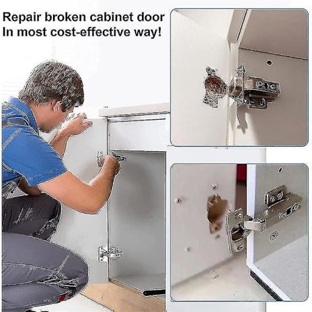 10 stk Hengselreparasjonsplate for skapmøbler Skuffe Rustfritt Stål Dørpaneler Bordbasehengsel