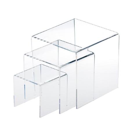 Akryl Display Risers Clear Stand Set med 3 Medium Low Profile Tiered för att visa upp desserter och heminredning