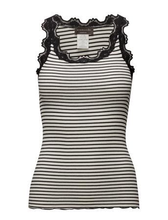 Silk Top W/ Lace T-shirts & Tops Sleeveless Svart Rosemunde*Betinget Tilbud