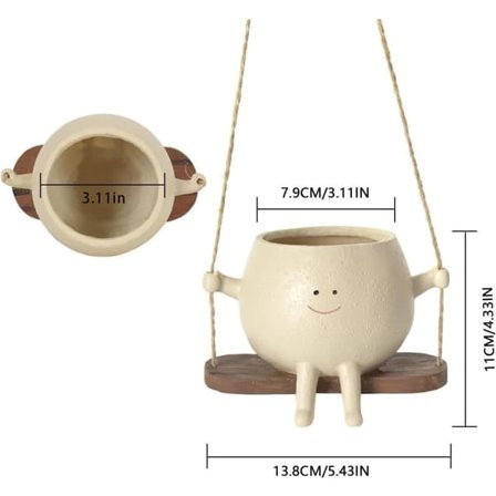 1 / 2-pakning hengende blomsterpotte i harpiks med ansikt – unik potte for sukkulenter, innendørs/utendørs, perfekt som gave til mor og lærer