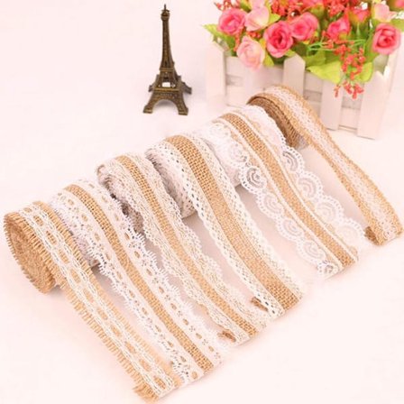 6x2M Jute Spetsband, Vintage Naturlig Jutesnöre, Naturlig Hampa