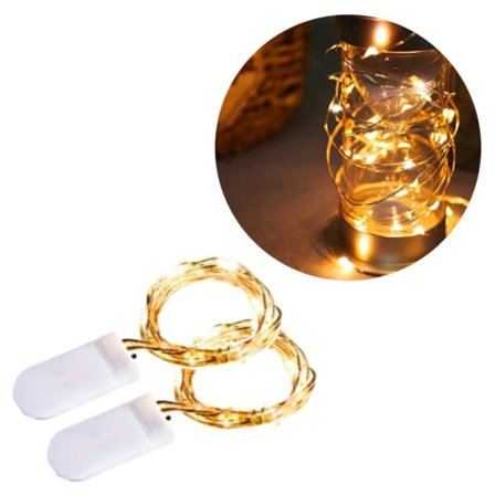 2-pack 1m Mini LED-slingor Batteridriven Gul gul