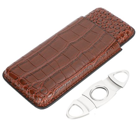 Cigarboks PU læder bæretaske beskytter uafhængig slot holder humidor W/Cutter