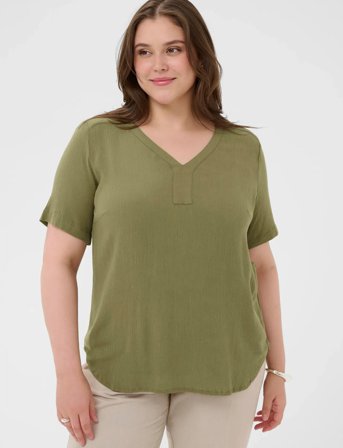 Kaffe Curve Kcami Ss Blouse - Khaki green - 48