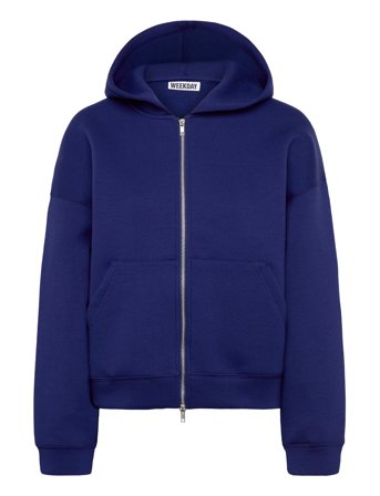 Weekday Oversized Scuba Zip-Hoodie - Navy - XS