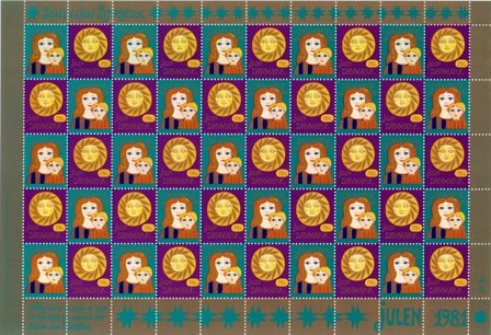 Danmark - Julemærkeark 1981 - Utakket på den venstre side - Ubrugt eller foldet