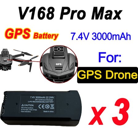 Alkuperäinen V168 GPS-akku 7.4V 3000mAh V168Pro Max Drone 3.7V 2000mAh akku V168Pro RC Quadcopter tarvikkeet osa
