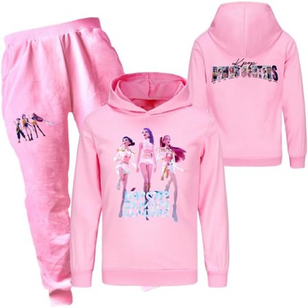 Unisex børne K pop tegneserie dæmonjæger figurer print 13 farver tilgængelige hoodie sæt med bukser, børnestørrelser