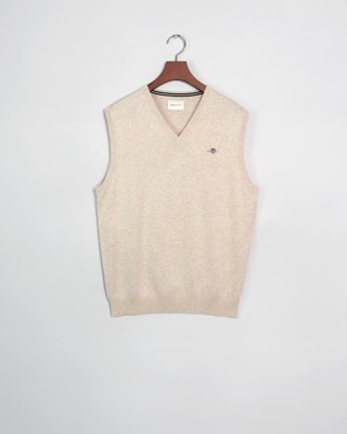 GANT - Klassisk vest i bomull til herre light beige melange