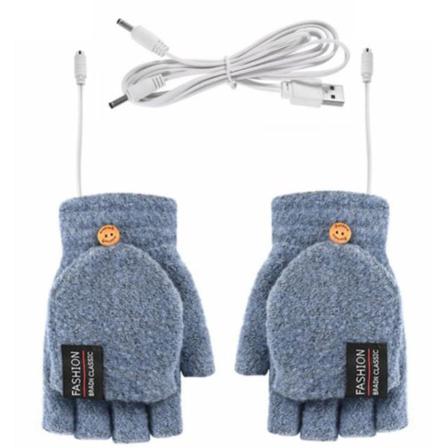 Winter Usb Electric Warmer Gloves Stickade Half Finger Handskar
