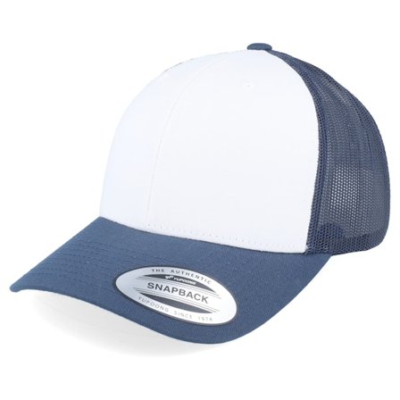Yupoong - Blå trucker Keps - Retro Navy/White/Navy Trucker @ Hatstore