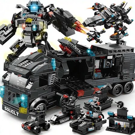 CCity Politistasjon Bil Hovedkvarter Byggeklosser Lastebil SWAT Figur WWII Militær DIY Montering Leke Barn Julegave