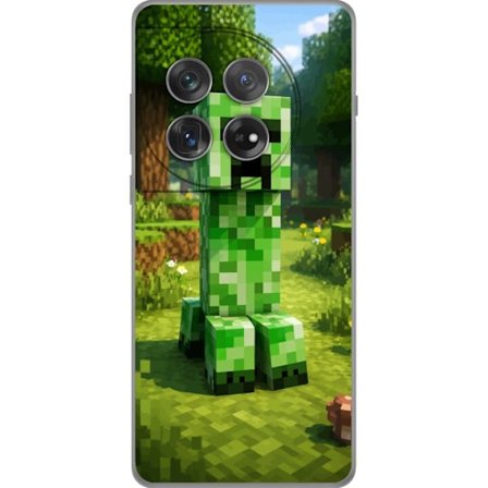 Kompatibelt Mobilskal till OnePlus OnePlus 12 Block-baserad Creeper-figur i en grön pixell värld, ikonisk spelillustration för barnrum, gamers och