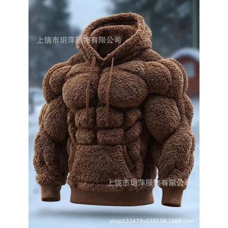 Hettegenser med muskeltrykk – Ensfarget mage-design hettegenser unisex *S*WY4307