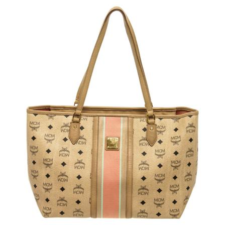 MCM Pre-owned, Pre-owned Tote Bags Beige, Dames, Maat:ONE Size