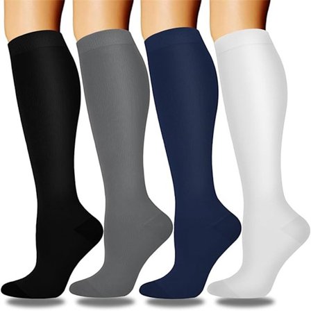 4 Kompressionsstrumpor Sport Kompressionsstrumpor Långa Kompressionsstrumpor Dam Kompressionsstrumpor Stretchiga Kompression Svart/Grå/Tibet/Vit*1-L/