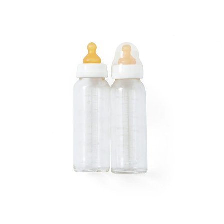 HEVEA Glas Sutteflaske 2-pak Hvid 120 ml, Børn & Forældre, Sutteflasker & Tilbehør, Sutteflasker