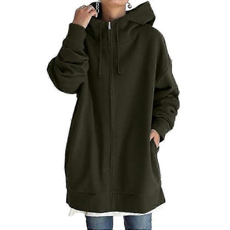 Dam lång huvtröja tunika vinter varm fleece jackor casual oversize sweatshirt kappa dragkedja upp huvtröjor med fickor