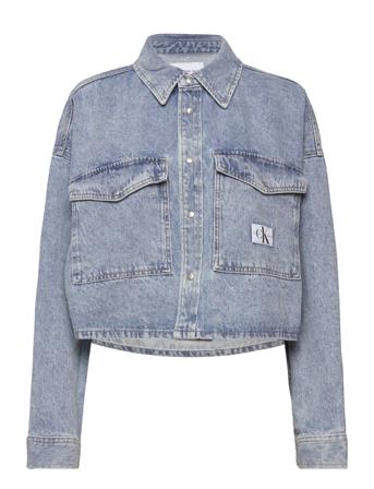 Extrem Over Crop Denim Shirt Dongerijakke Denimjakke Blå Calvin Klein Jeans