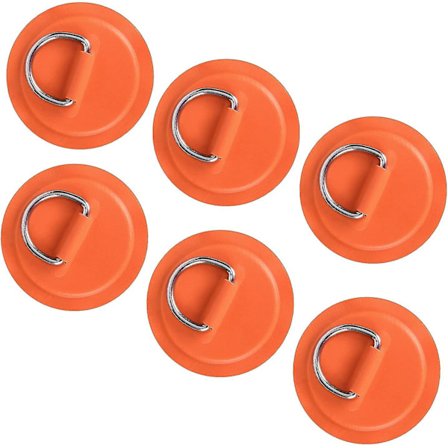 6-pakks rustfritt stål D-ring lapp for oppblåsbar båt kajakk jolle SUP