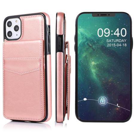 Effektfullt Smart Skal med Korthållare - iPhone 11 Roséguld