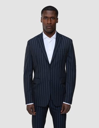 Shaping New Tomorrow - Essential Blazer - Navy Stripes - Slim Fit - Herr - Storlek L