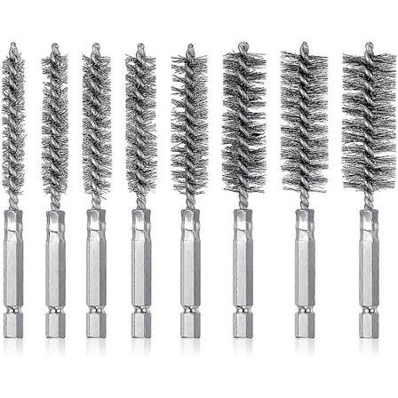 8 stk. stålbørste boremaskinebitsæt med 1/4 tomme sekskantet skaft, egnet til boremaskine A