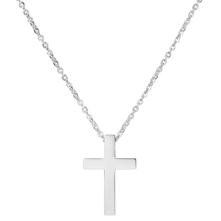 Argentia | 925s | Rhodium-Plated Sterling Silver Cross Pendant Necklace for Men - Steel necklaces