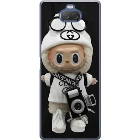 Yhteensopiva Puhelinkuori Sony Sony Xperia 10 Plus Tyylikäs muotoilijafiguuri kameralla ja katutyyliä, leikkisä keräilyfiguuri trendikkäässä ka