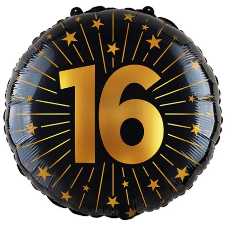 Folieballon med Stjerner og Tallet 16