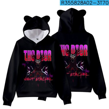 99 netter i skogen Katteøre-hettegenser | Søt trykt genser for barn og voksne | Spill-temaklær*3 stiler*120