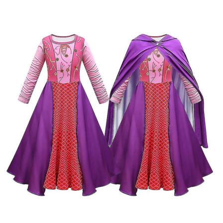 Hocus Pocus Sarah Sanderson Kostume til Piger med Ruffel og Hætte - Flot Outfit 9-10 Years