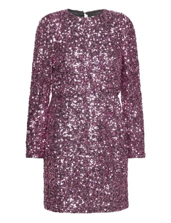 Slfcolyn Ls Short Sequins Dress B Pink Selected