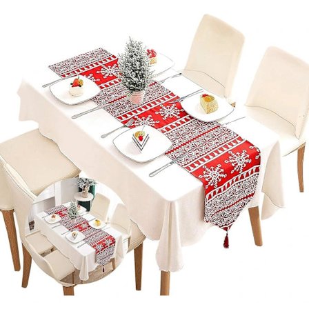 Pöytäliina Punainen Joulu Ruudut Puuvilla, Kodin Pöydänsuoja Koristeellinen, Pesty Hapsu Pöytäliina
