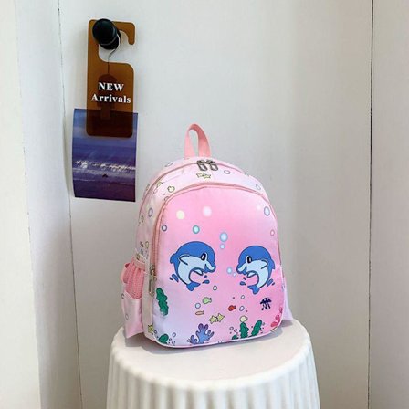 Skolebagg for barnhage, skolebagg for barn, jenter og gutter, søt tegneserie ryggsekk, barnevifte ryggsekk - rosa delfin