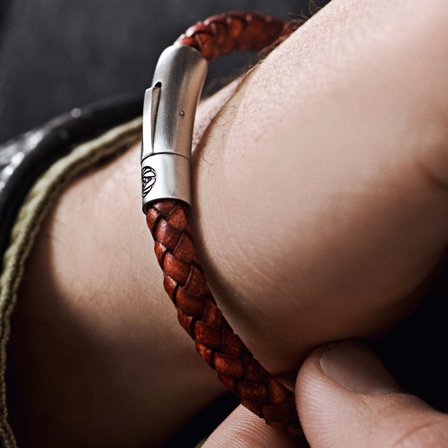 Rode Leren Bolo Armband voor mannen - Leren armbanden